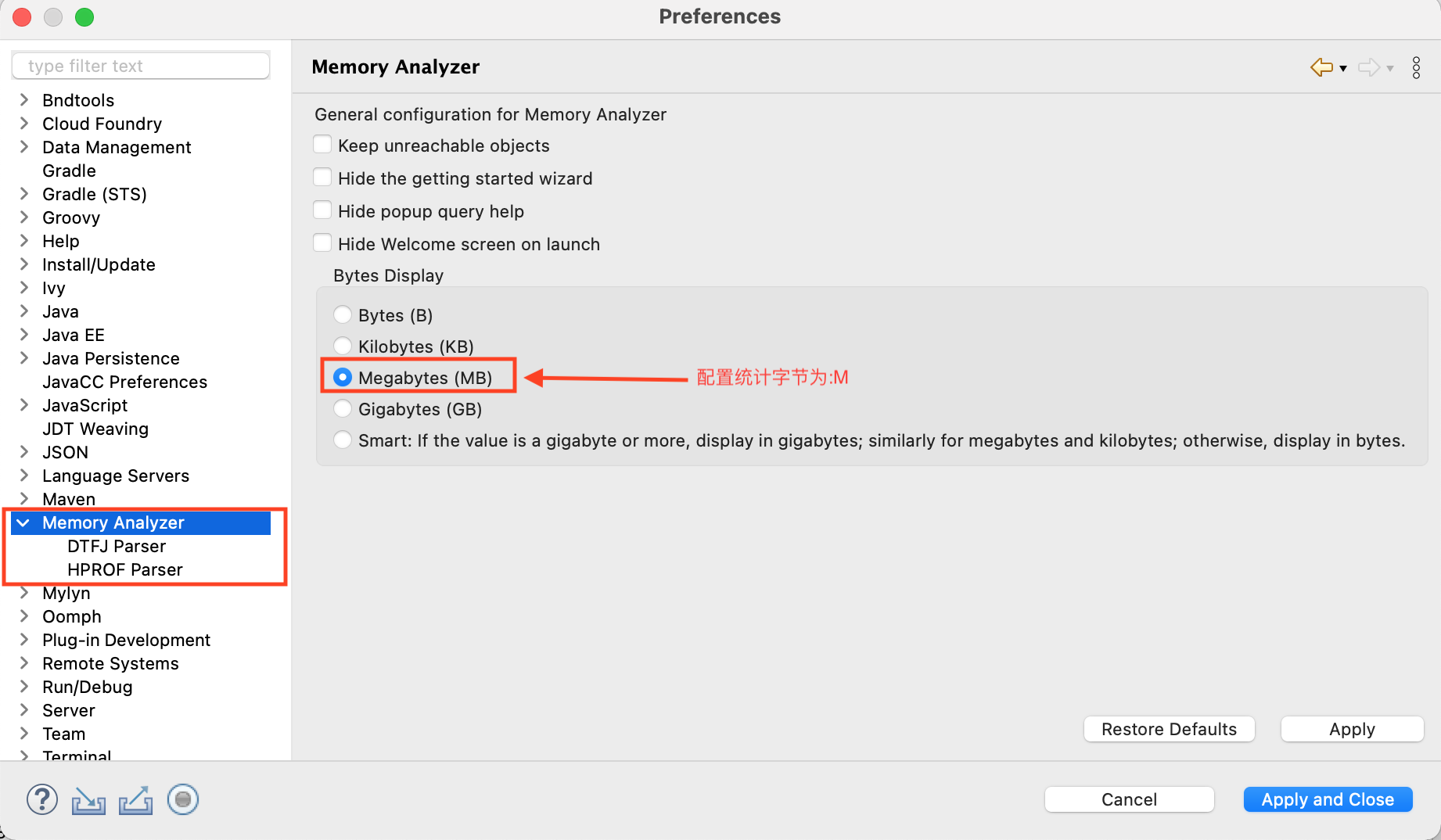 "eclipse mat setting"